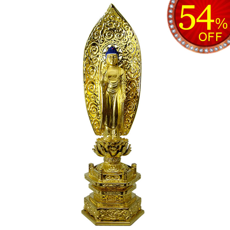 純金中七 舟立弥陀 肌粉の金の仏像｜ひだまり仏壇