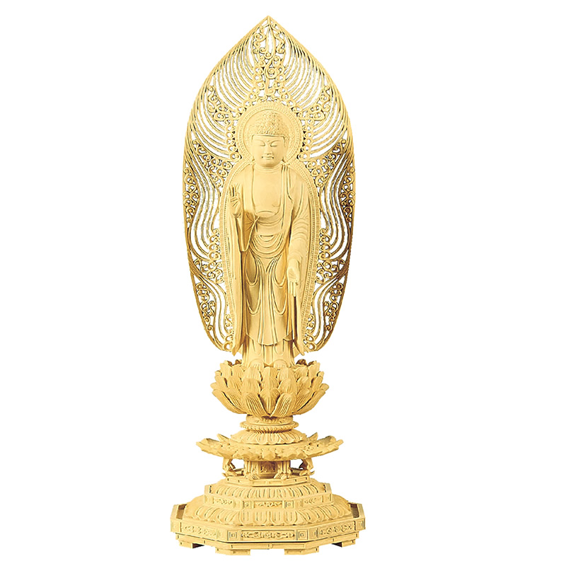 仏像・舟立弥陀-柘植＆八角台座の浄土宗や時宗の本尊｜ひだまり仏壇