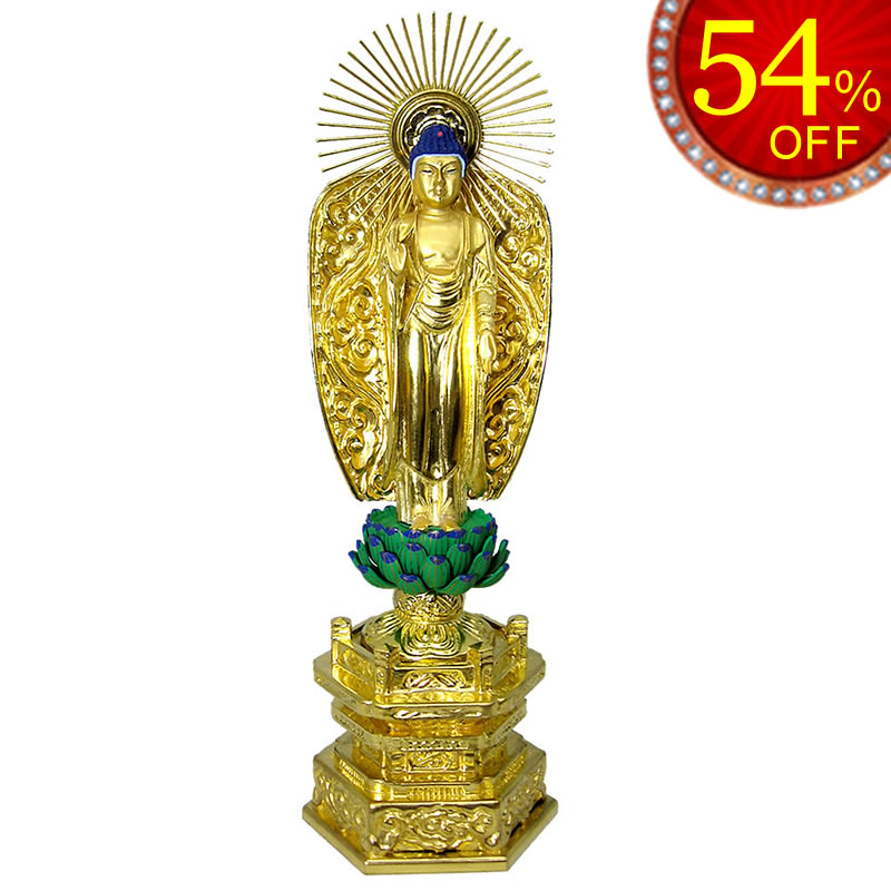金仏壇のご本尊に最適な純金中七 西立弥陀 肌粉の仏像｜ひだまり仏壇